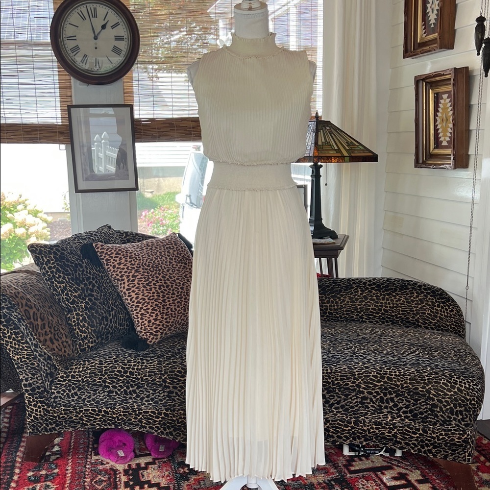 Nanette Lepore Cream Pleated Dress